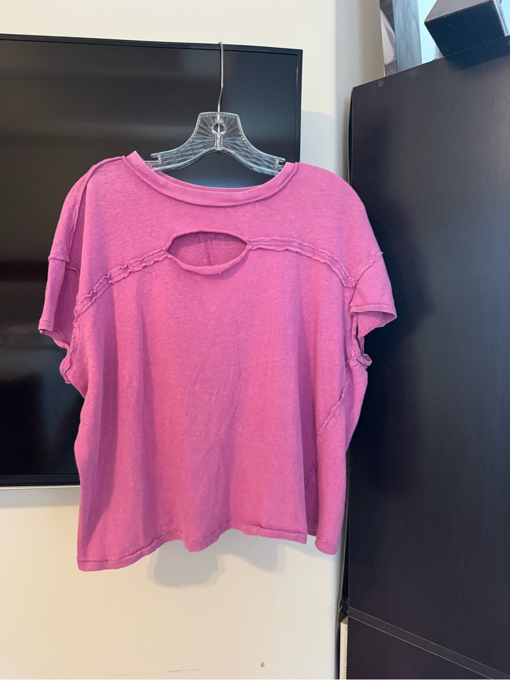 We The Free Magenta Short-Sleeve Cutout Top